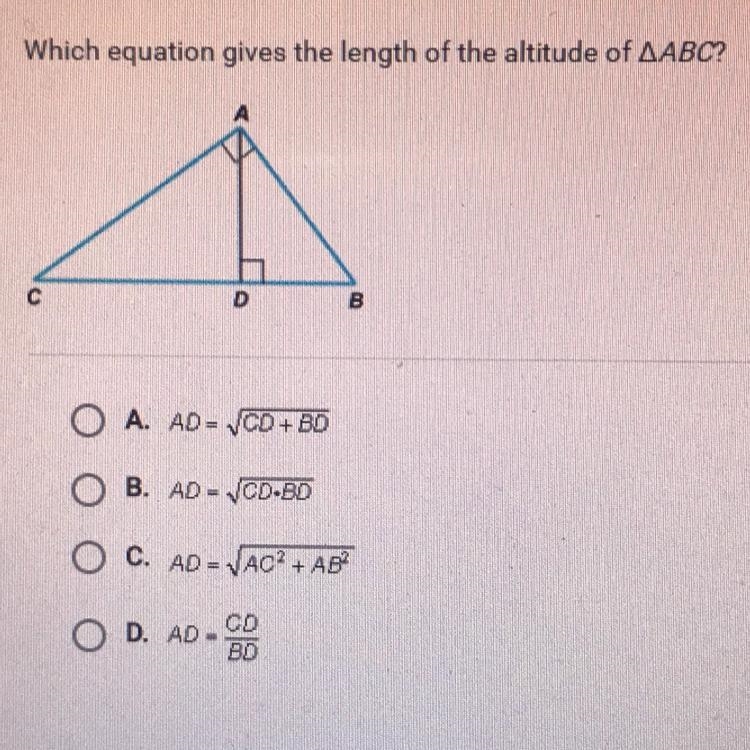 Which equation gives the length of the altitude of ABC?-example-1