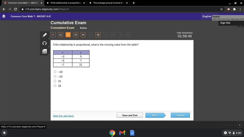 If the relationship is proportional, what is the missing value from the table?-example-1