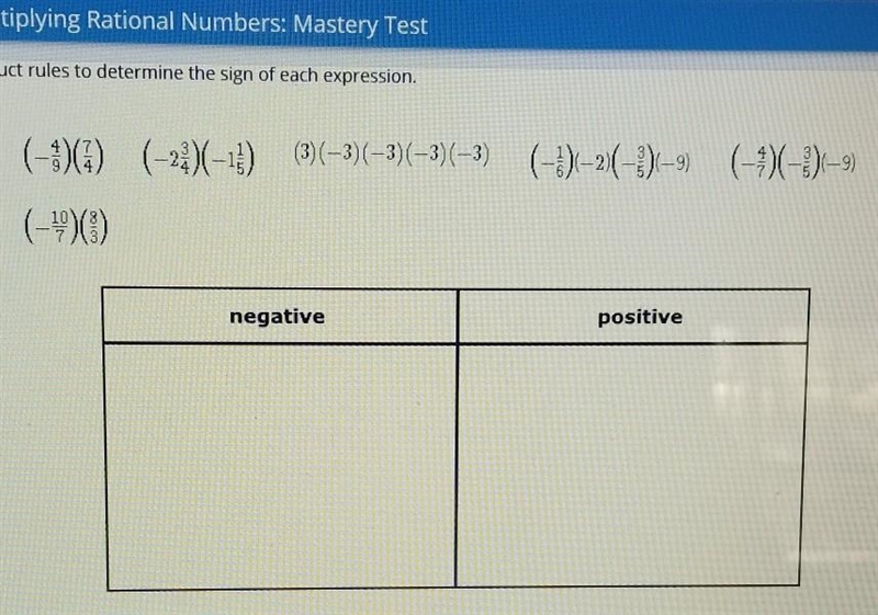 Apply the product rules to determine the signof each expression ​-example-1