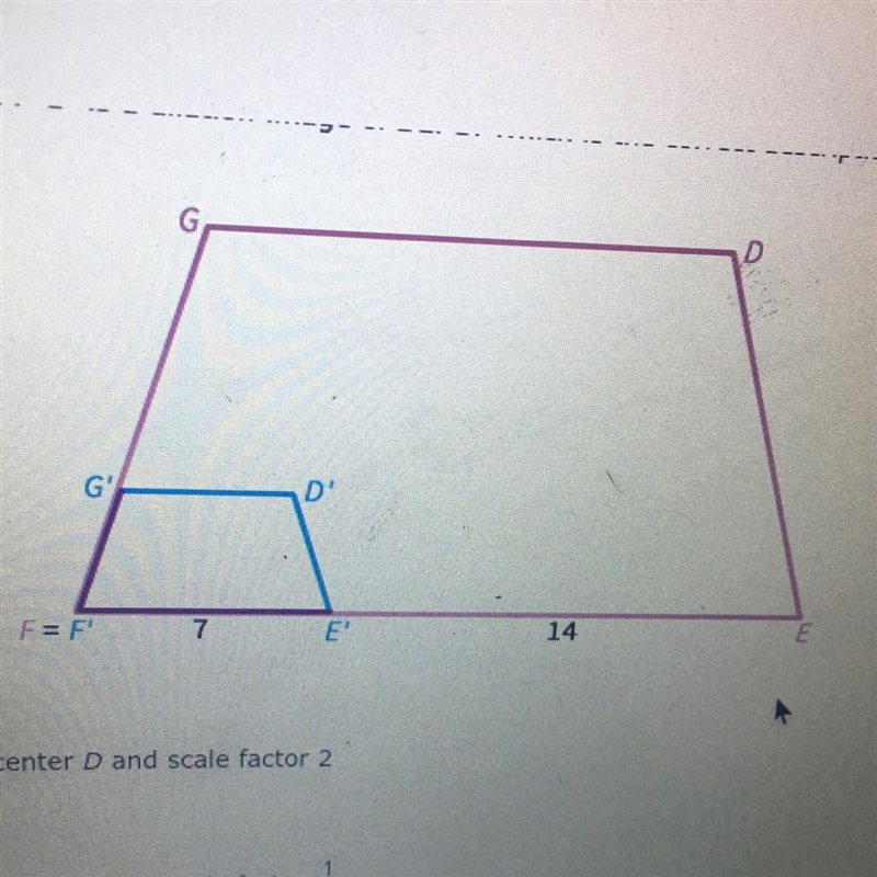 D’E’F’G’ is a dilation image of DEFG. Which is the correct of the dilation center-example-1