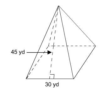 What is the surface area of this square pyramid? A;3600 yd2 B:6300 yd2 C:2925 yd2 D-example-1