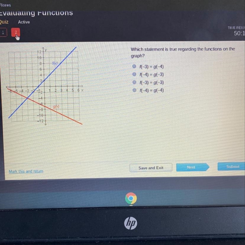 Which statement is true regarding the functions on the graph?-example-1