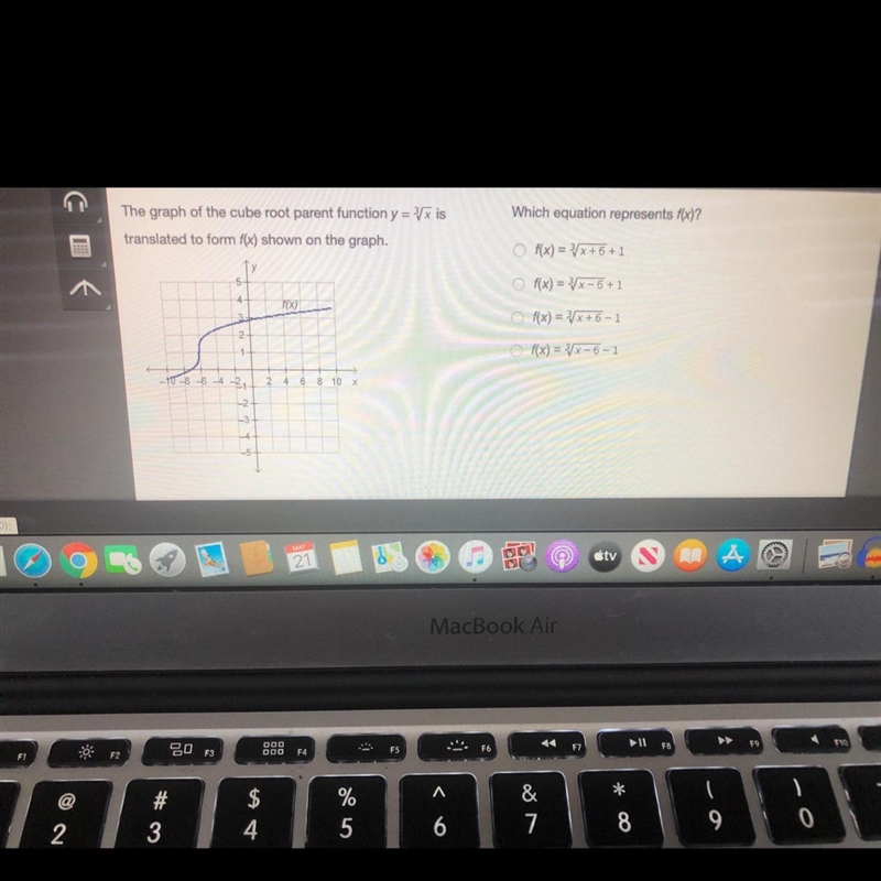 Which equation represents f(x) f(x)=^3 square root of x+6+1 f(x)=^3 square root of-example-1