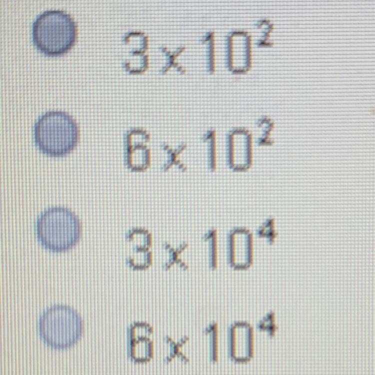 Which is the best estimate for (8.9 x 10^8)/(3.3 x 10^4) written in scientific notation-example-1