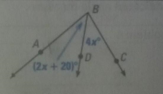 In each diagram the line BD bisects angle ABC. Find the measure of angle ABC​-example-1