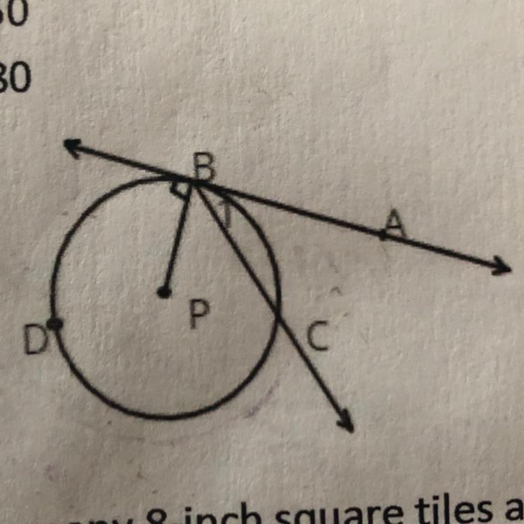 In circle P, the measure of arc BDC is 260, what is the measure of angle 1? A. 100 B-example-1