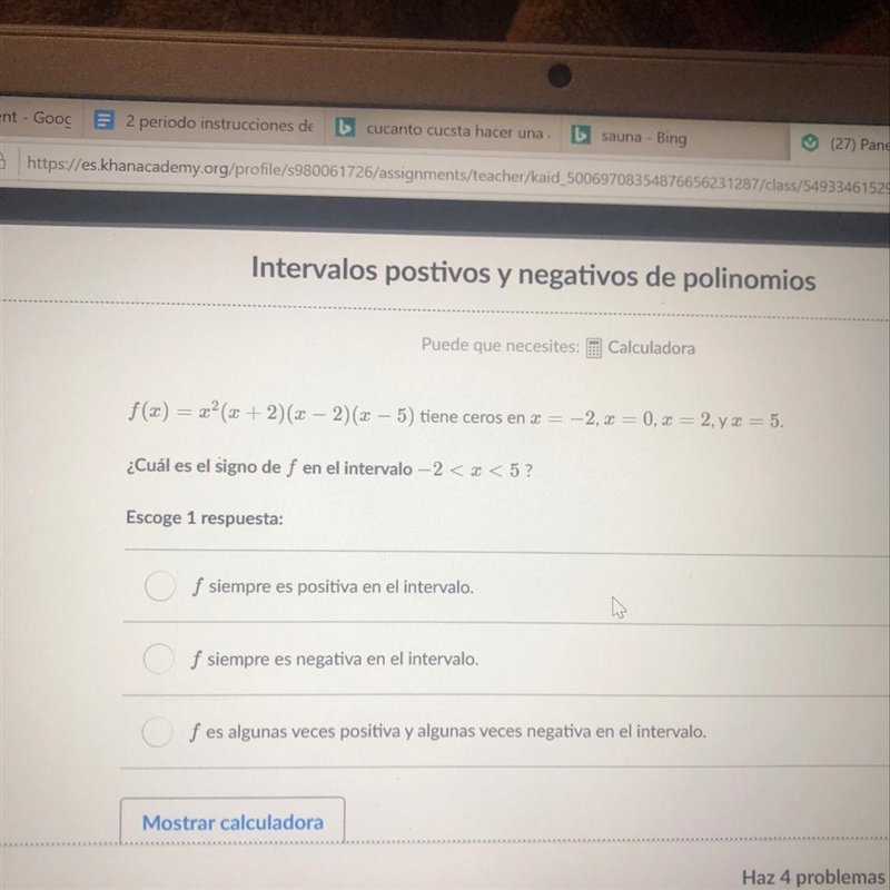 What is the sign of F in the interval?-example-1