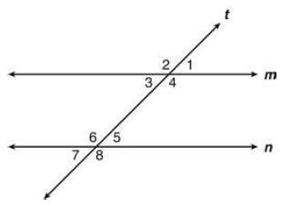 Parallel Lines m and n are cut by Transversal t as shown.-example-1