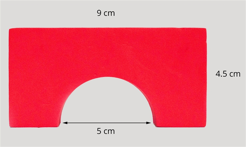 Here is a picture that shows one side of a child's wooden block with a semicircle-example-1