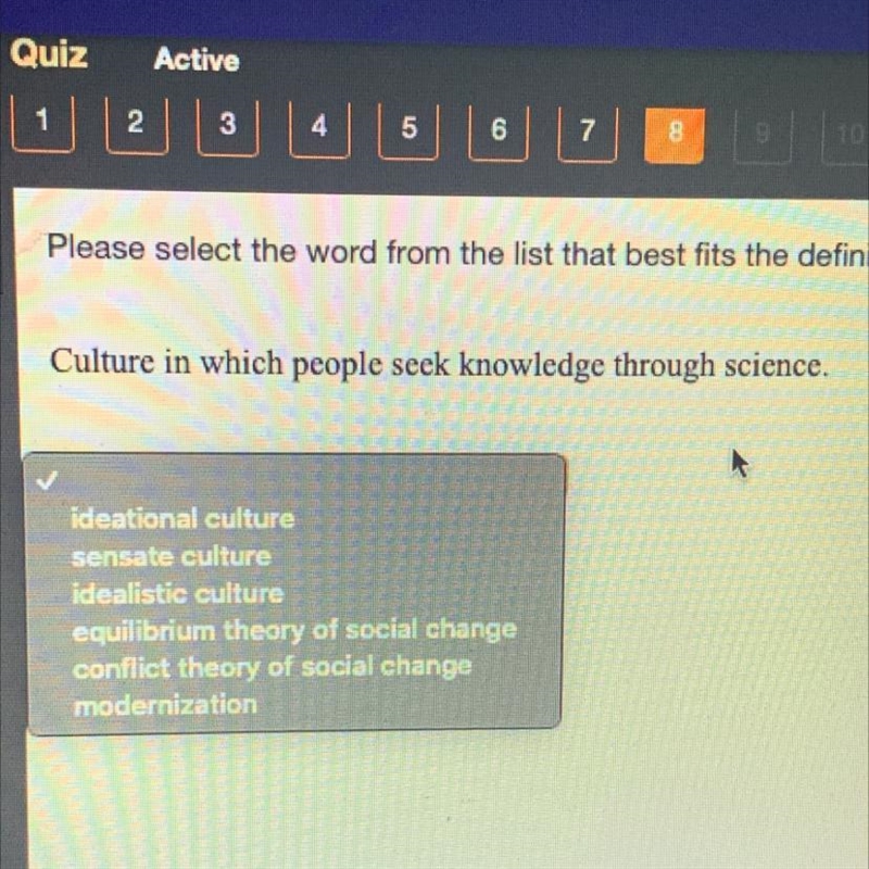 Please select the word from the list that best fits the definition Culture in which-example-1