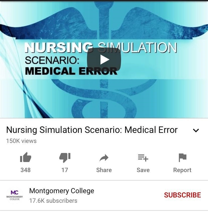 Watch the video below Nursing Simulation Scenario: Medical Error Write a 500 word-example-1