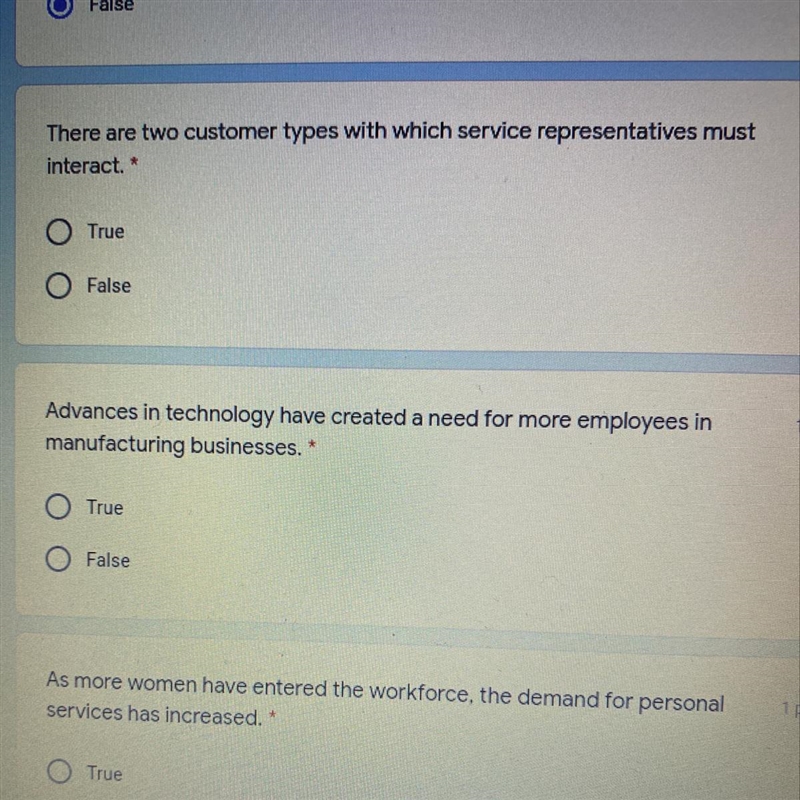 Health Science Customer Service Assignment True or false Questions-example-1