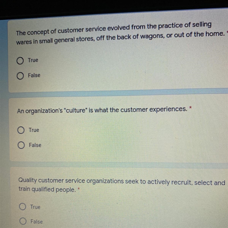 Health Science Customer Service Class Assignment True or False Questions-example-1