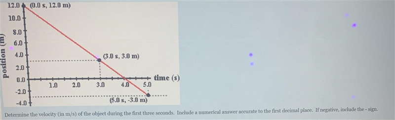 Determine the velocity (in m/s) of the object during the first three seconds. Include-example-1