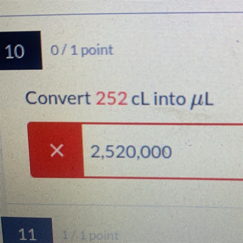 Convert 252 cL into uL-example-1