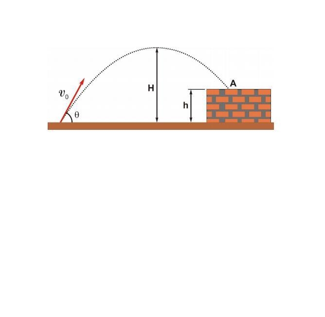 A stone is thrown towards a wall with an initial velocity of v0=19m/s and an angle-example-1