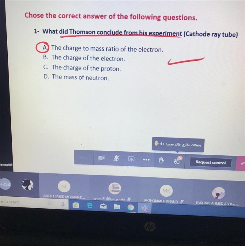 Did thomson conclude from his experiment ?-example-1