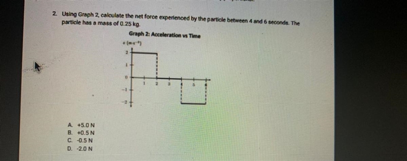 2. Using Graph 2, calculate the net force experienced by the particle between 4 and-example-1