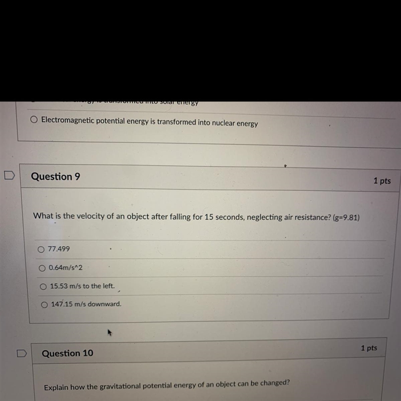 What is the velocity of an object after falling for 15 seconds, neglecting air resistance-example-1