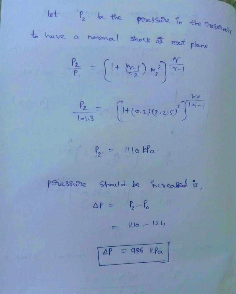 Air flows from a reservoir in which the pressure is kept at 124 kPa through a convergent-example-2