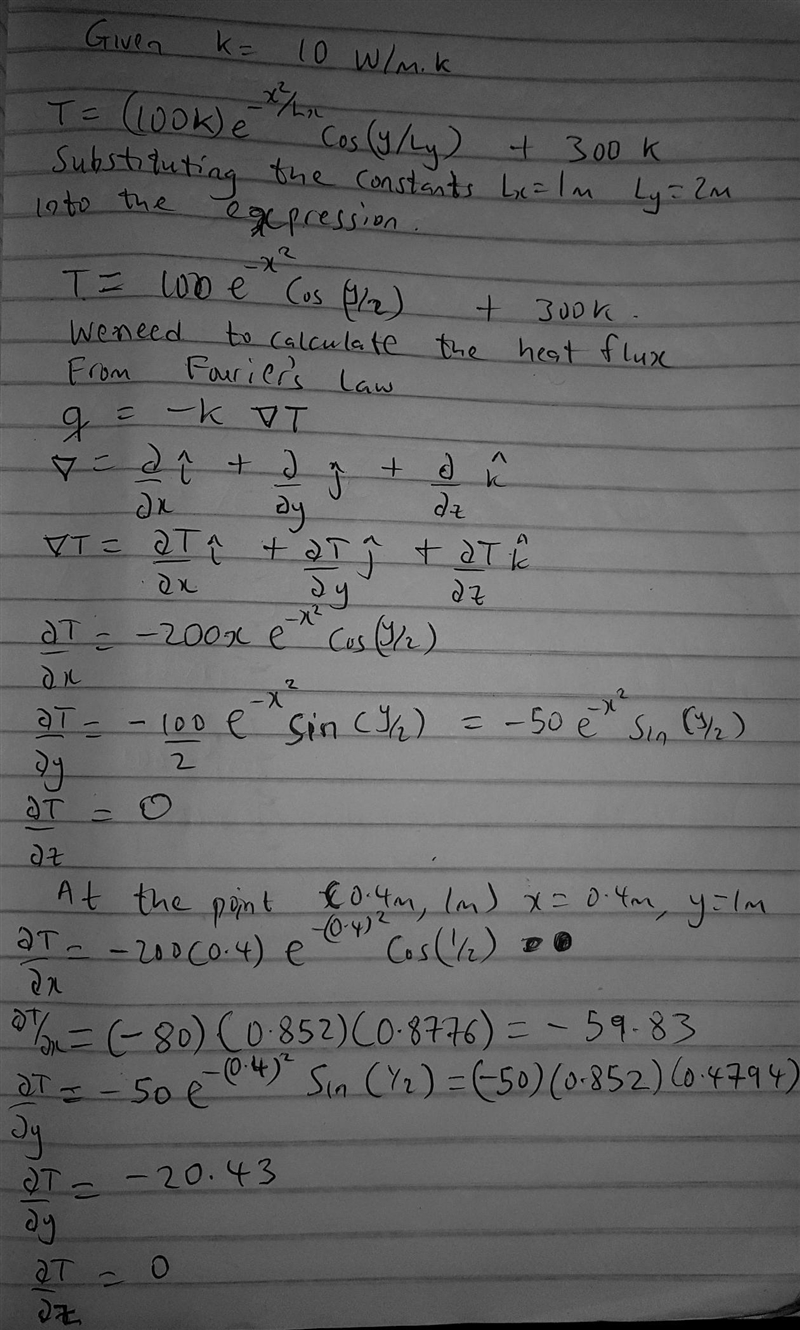 The temperature within a thin plate with thermal conductivity of 10 W/m/K depends-example-2