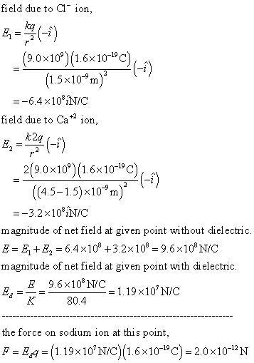 Suppose we have Cl-, Na+, and Ca2+ ions in an aqueous solution (with dielectric constant-example-1