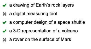 Which of these could be considered models? Check all that apply. a drawing of Earth-example-1