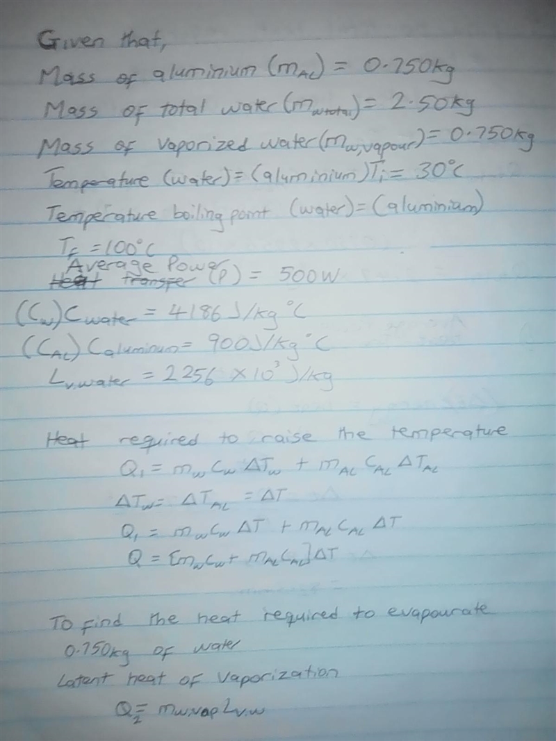 How much heat transfer is required to raise the temperature of a 0.750-kg aluminum-example-1