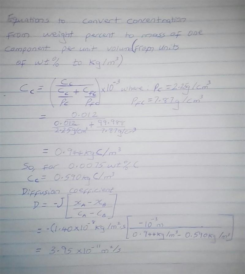 A sheet of BCC iron 1 mm thick was exposed to a Carburizing atmosphere on one side-example-1