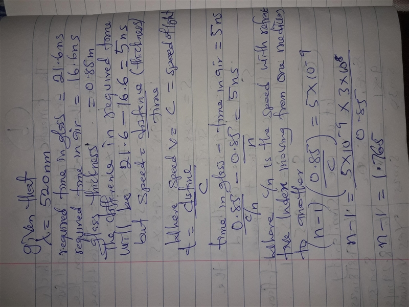 In a physics lab, light with a wavelength of 520 nm travels in air from a laser to-example-1