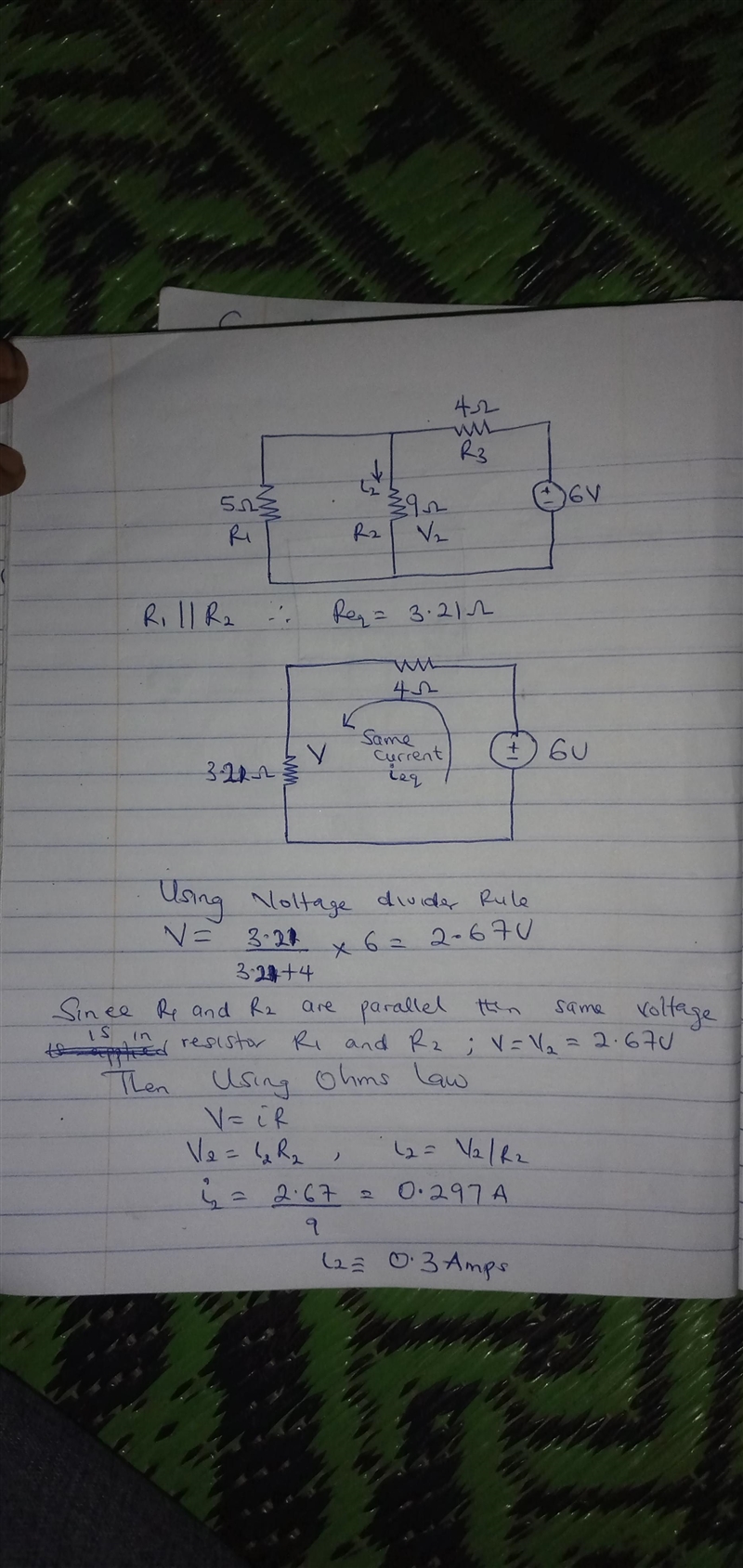 "Two resistors having resistances of 5.0 Ω and 9.0 Ω are connected in parallel-example-1