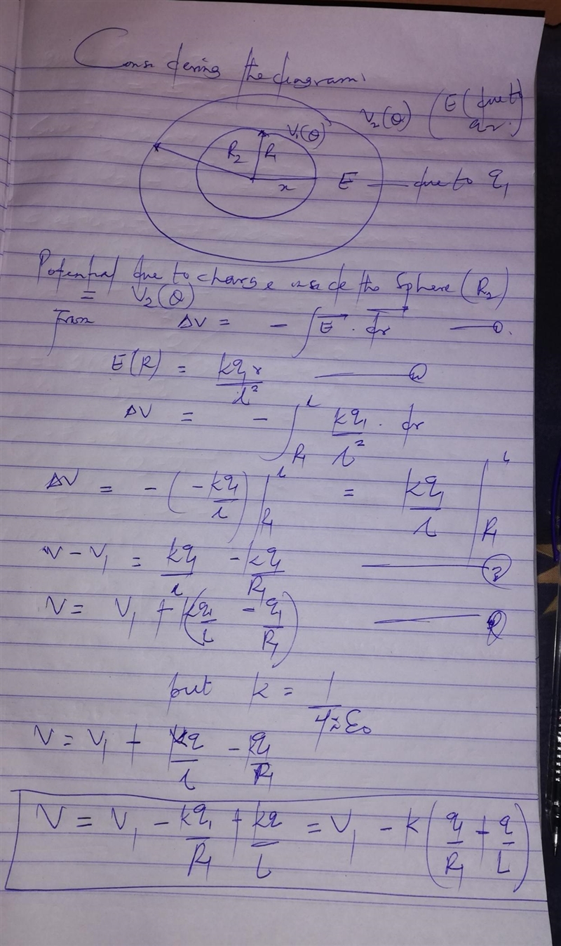 A sphere of radius is concentric with and inside a sphere with radius . These spheres-example-1