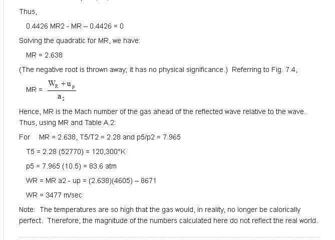 Consider an incident normal shock wave that reflects from the end wall of a shock-example-2