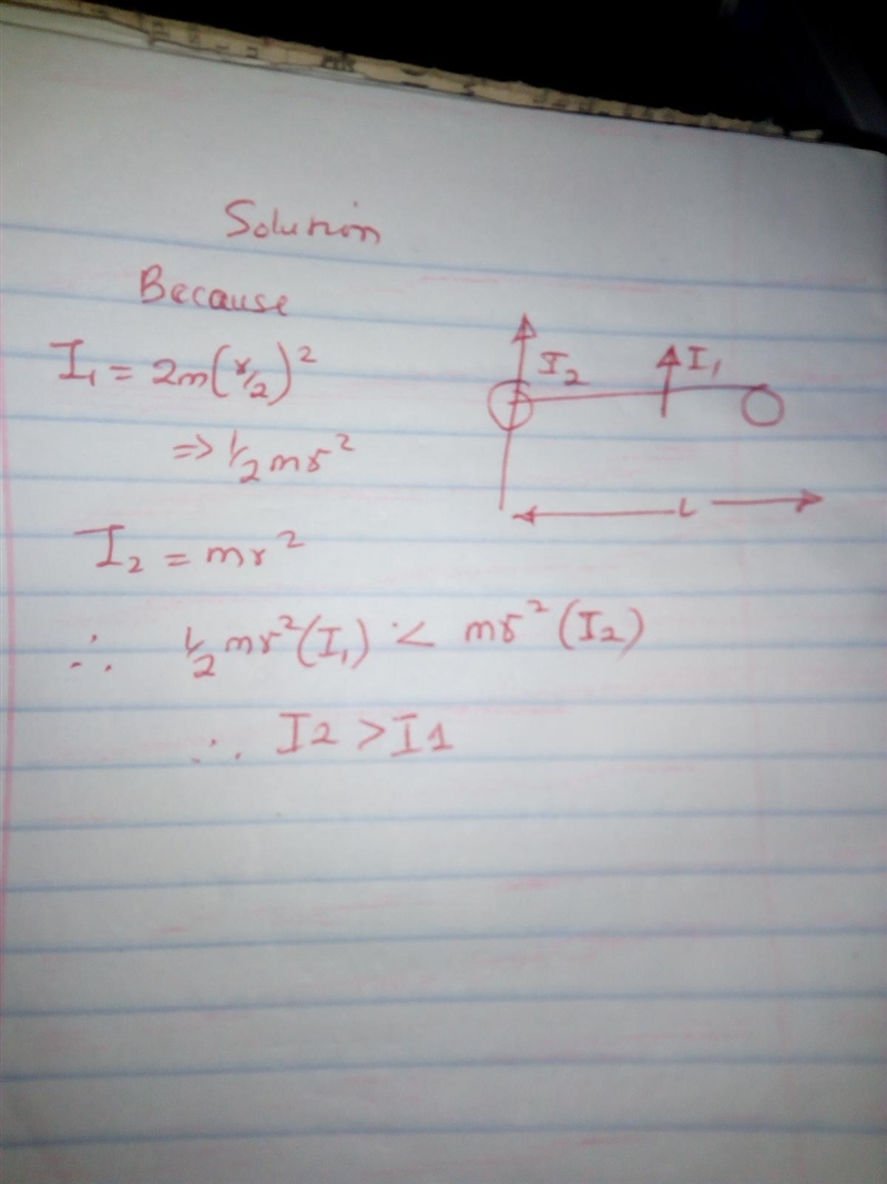 A dumbbell-shaped object is composed by two equal masses, m, connected by a rod of-example-1