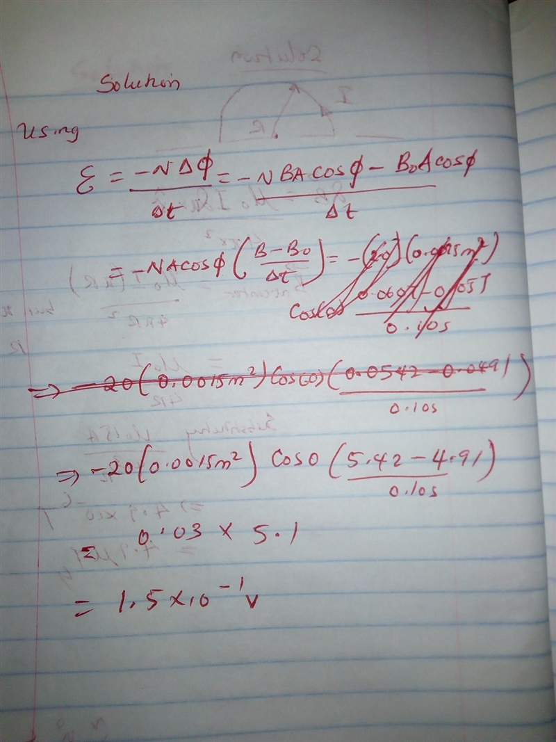 5) A coil of wire consists of 20 turns, each of which has an area of 0.0015 m2. A-example-1