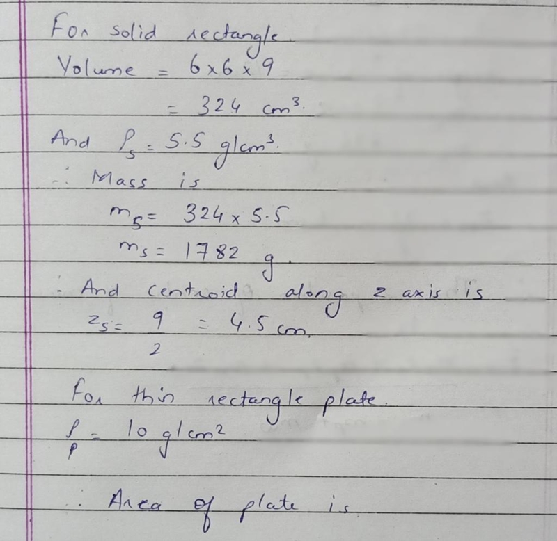 An object consists of a rectangular solid with rhos = 5.5 g/cm3, a rectangular thin-example-1