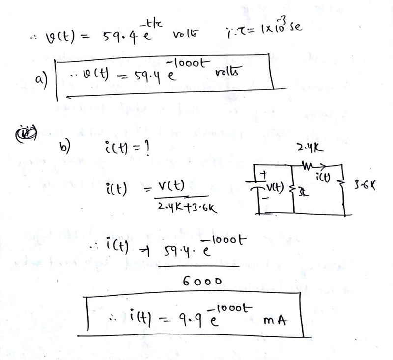 The switch in the circuit has been in the left position for a long time. At t=0 it-example-1