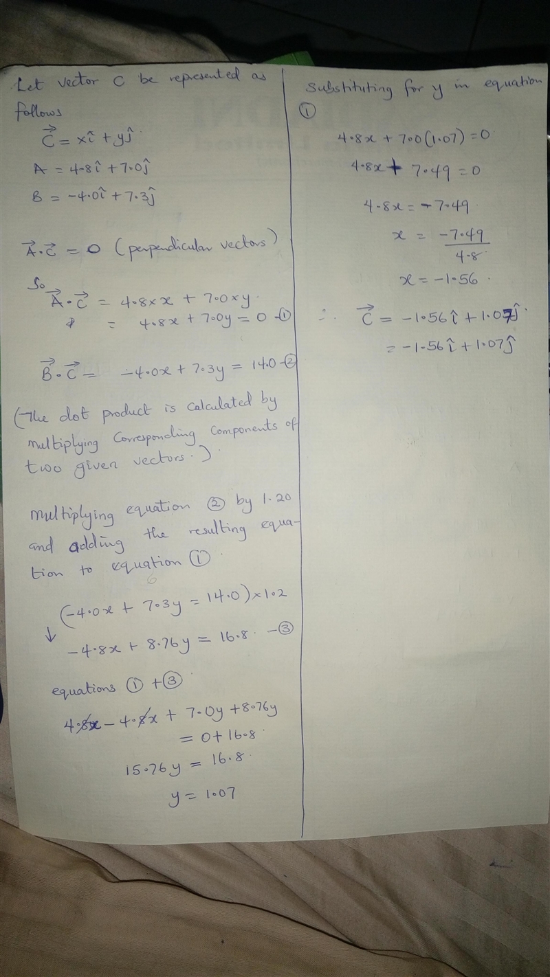 You are given vectors Aâ = 4.8 i^â 7.0 j^ and Bâ = - 4.0 i^+ 7.3 j^. A third vector-example-1