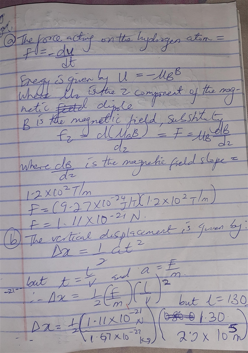 Suppose a hydrogen atom in its ground state moves 130 cm through and perpendicular-example-1