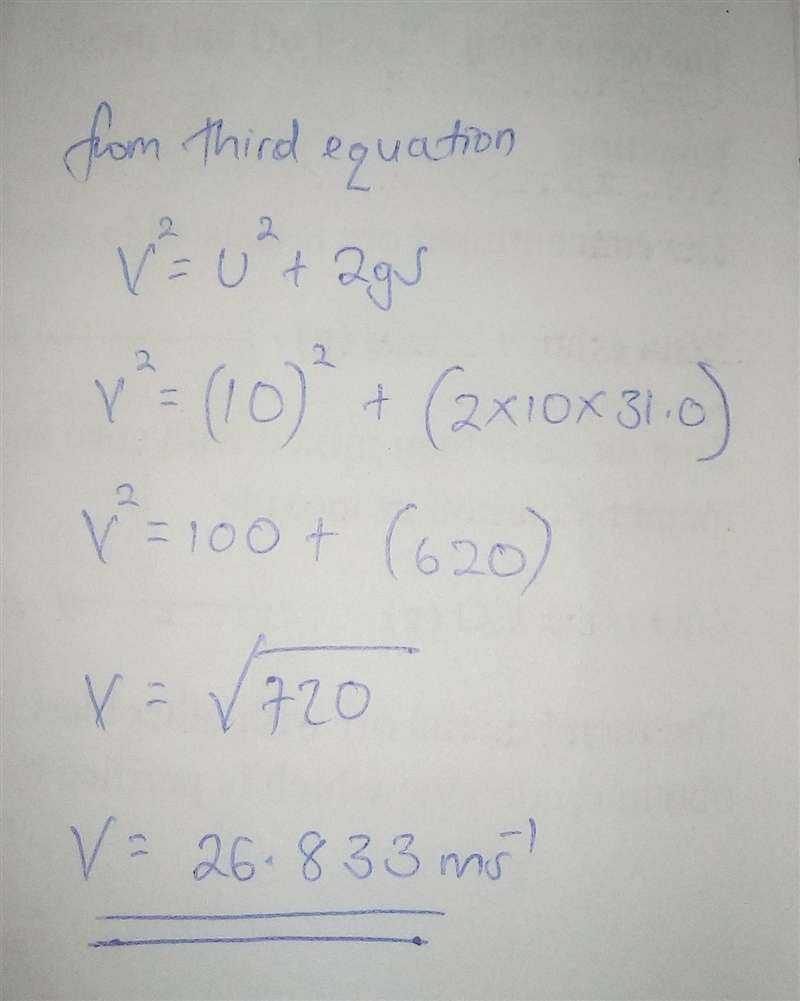 A ball is thrown downward from the top of a 31.0 m tower with an initial speed of-example-1