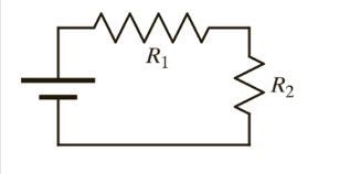 In this circuit the battery provides 3 V, the resistance R1 is 7 Ω, and R2 is 5 Ω. What-example-1