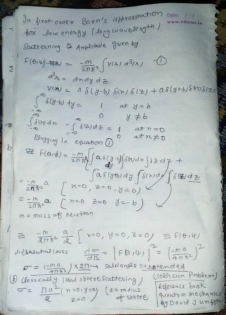 Consider an experiment in which slow neutrons of momentum ¯hk are scattered by a diatomic-example-1