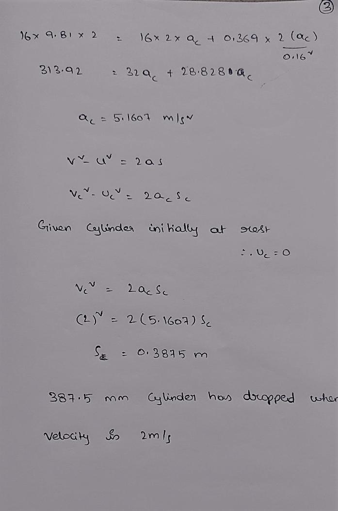 Problem (2) A 16 kg cylinder, initially at rest, is held by a cord connected to a-example-3