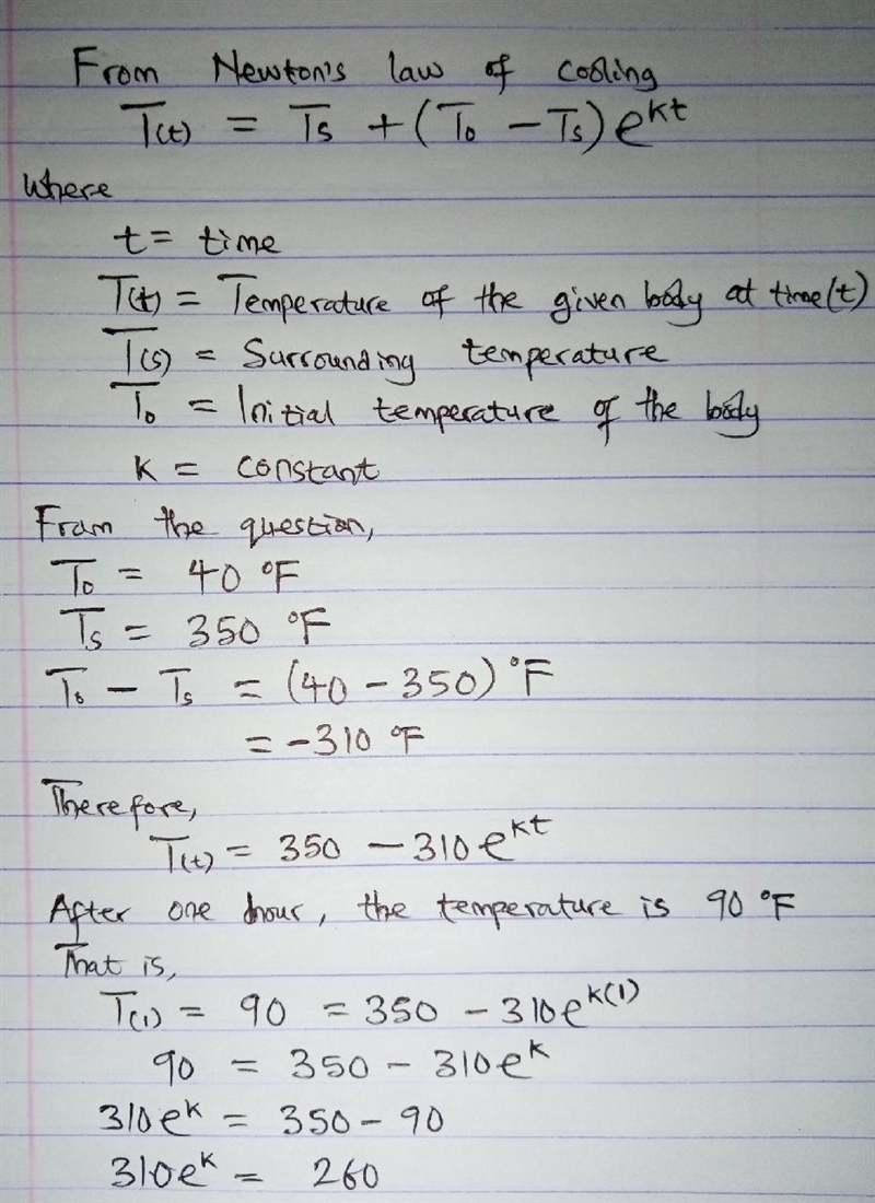 A roast is taken from the refrigerator (where the temperature is 40 degree F) and-example-1