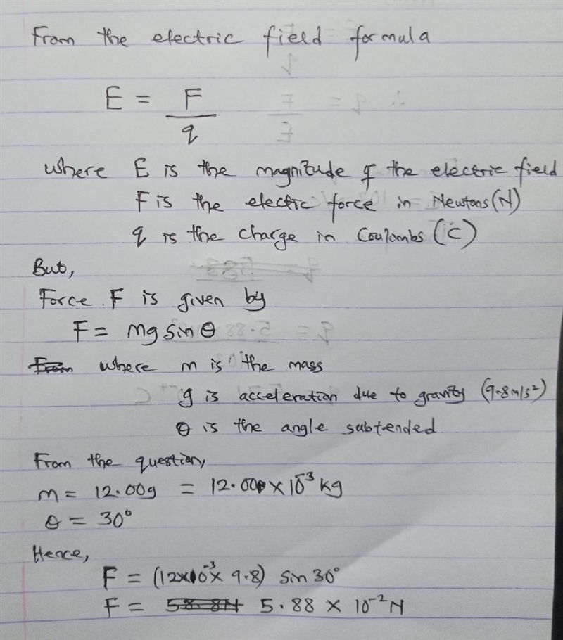 A small 12.00 g plastic ball is suspended by a string in a uniform, horizontal electric-example-1