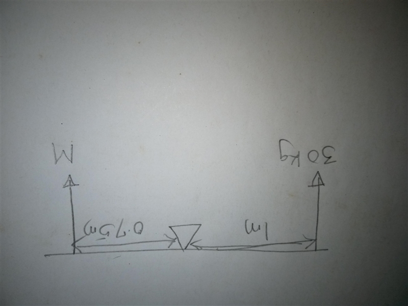 11. A seesaw sits in static equilibrium. A child with a mass of 30 kg sits 1 m away-example-1