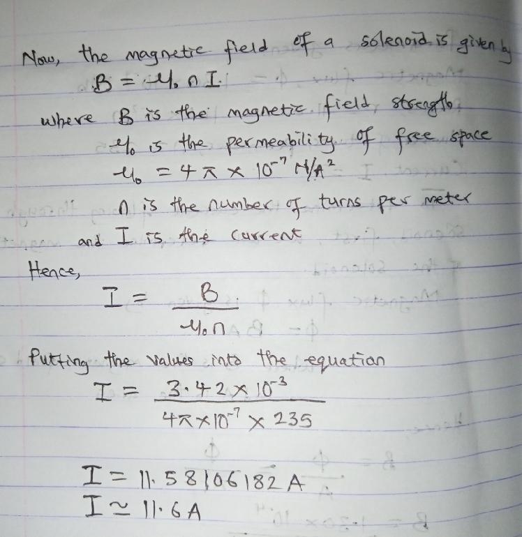 Determine the current I flowing through a solenoid, if the magnetic flux inside its-example-2