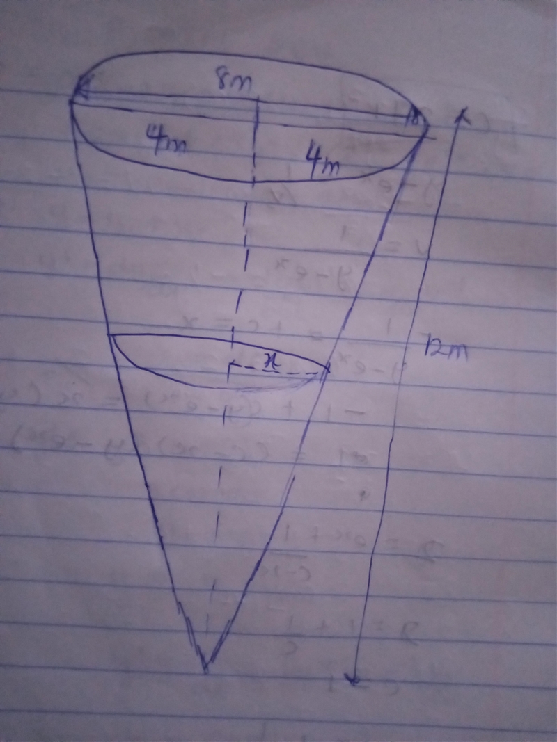 ) Water is leaking out of an inverted conical tank at a rate of 11,000 cm3/min at-example-1