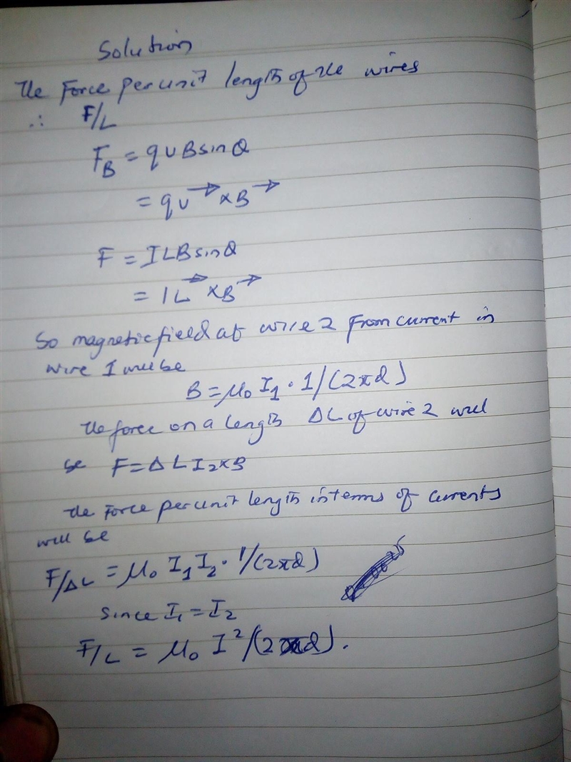 You are given two infinite, parallel wires each carrying current I. The wires are-example-1