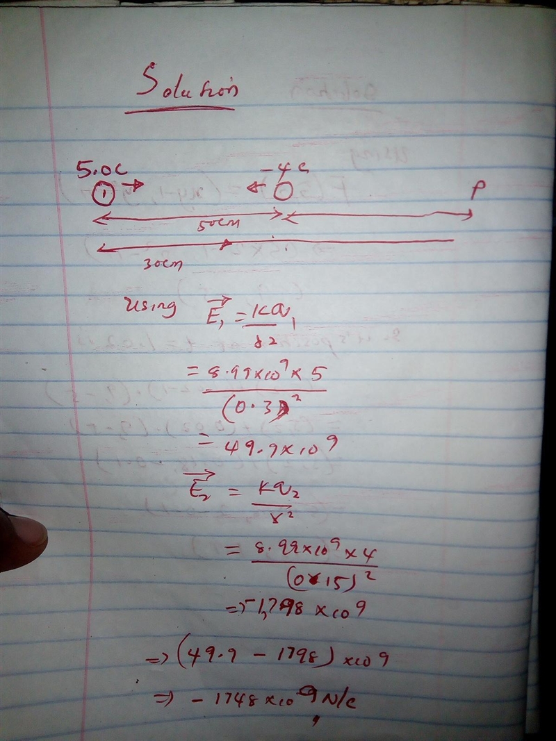 a 5.0 charge is placed at the 0 cm mark of a meterstick and a -4.0 charge is placed-example-1